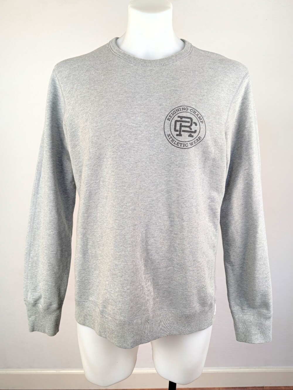 Reigning Champ Heavyweight Grey Crewneck Sweater with Chest Logo